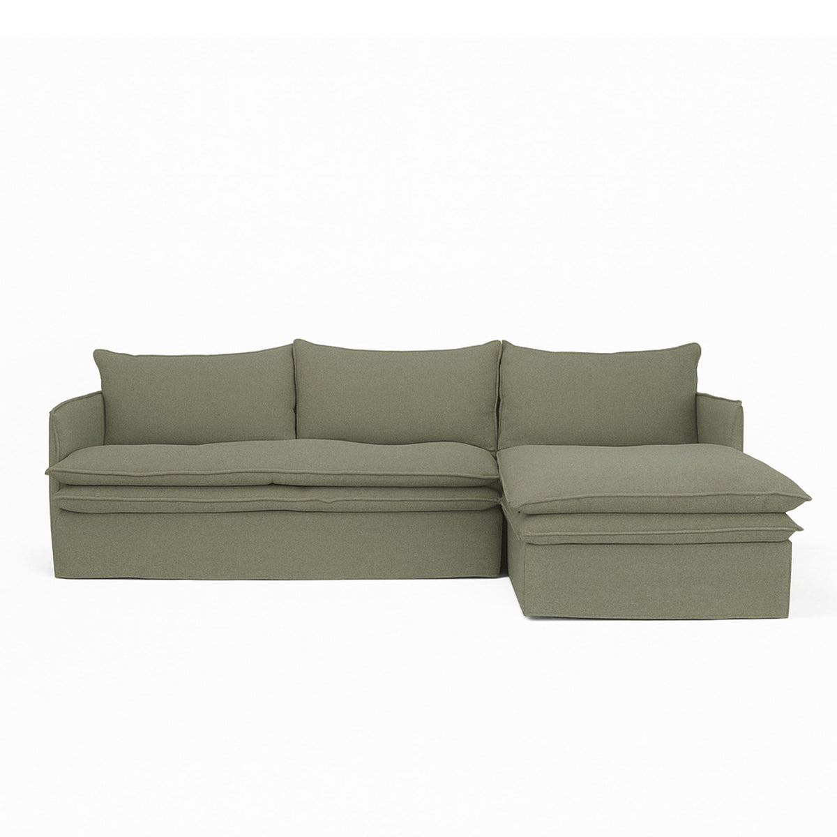 Hamilton 3 Seater Chaise Slipcover Sofa - Khaki (RHF)