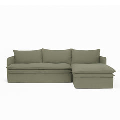Hamilton 3 Seater Chaise Slipcover Sofa - Khaki (RHF)