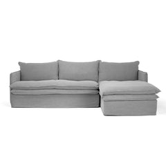 Hamilton 3 Seater Chaise Slipcover Sofa - Cement (RHF)