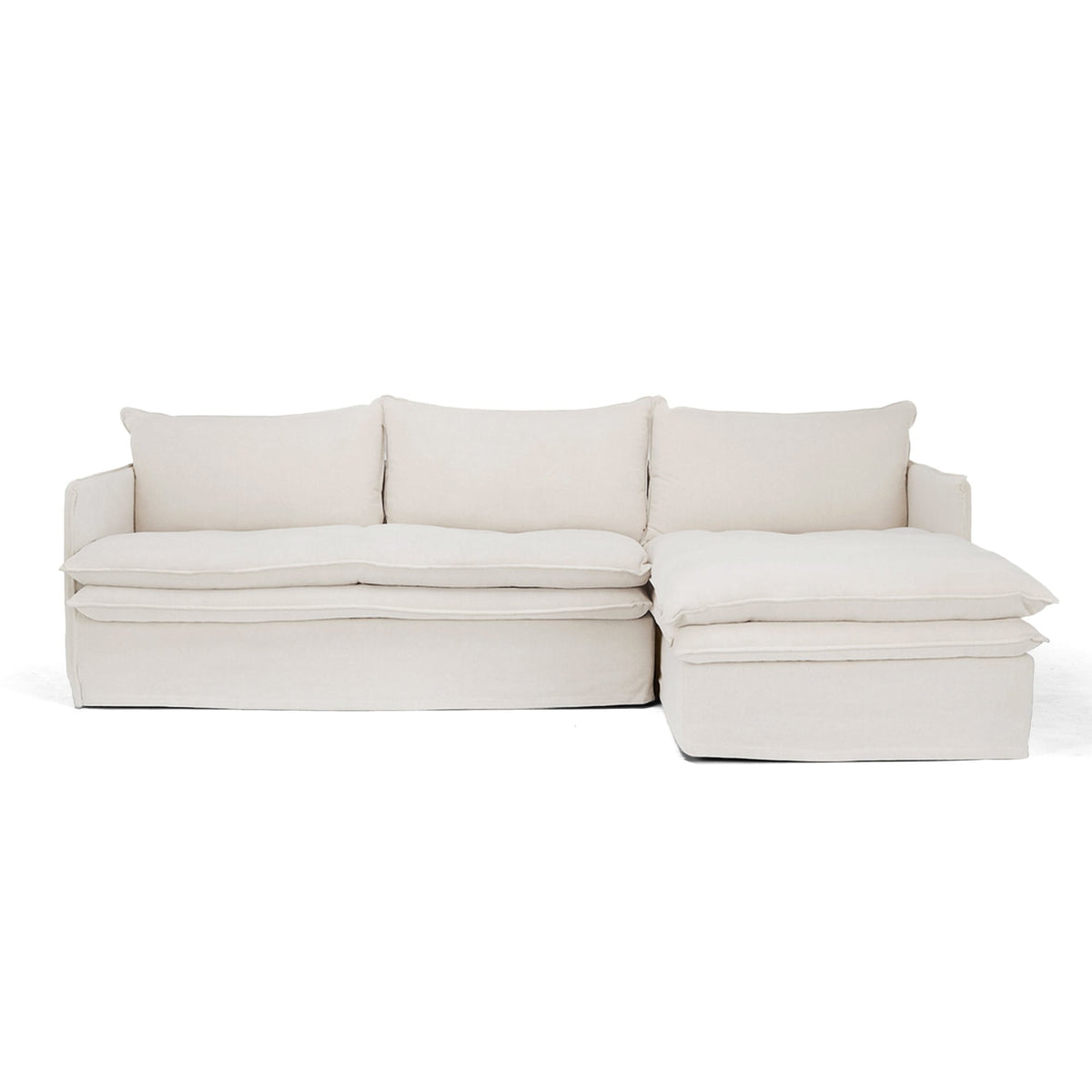 Hamilton 3 Seater Chaise Slipcover Sofa - Oatmeal (RHF)