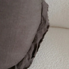 Flax Linen Round Feather Filled Cushion - Moss
