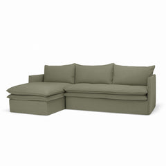 Hamilton 3 Seater Chaise Slipcover Sofa - Khaki (LHF)