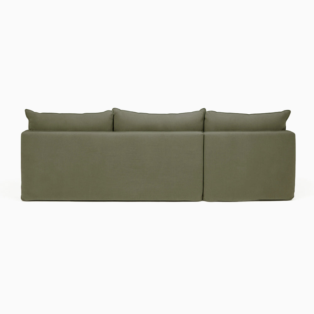 Hamilton 3 Seater Chaise Slipcover Sofa - Khaki (LHF)