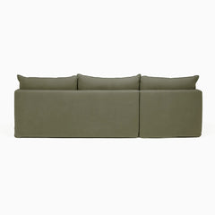 Hamilton 3 Seater Chaise Slipcover Sofa - Khaki (LHF)
