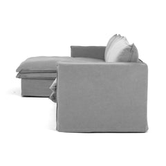 Hamilton 3 Seater Chaise Slipcover Sofa - Cement (LHF)