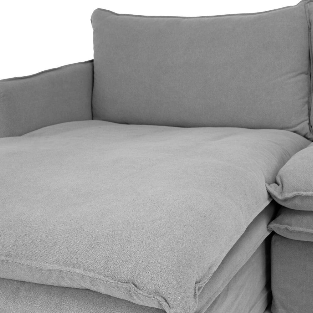 Hamilton 3 Seater Chaise Slipcover Sofa - Cement (LHF)