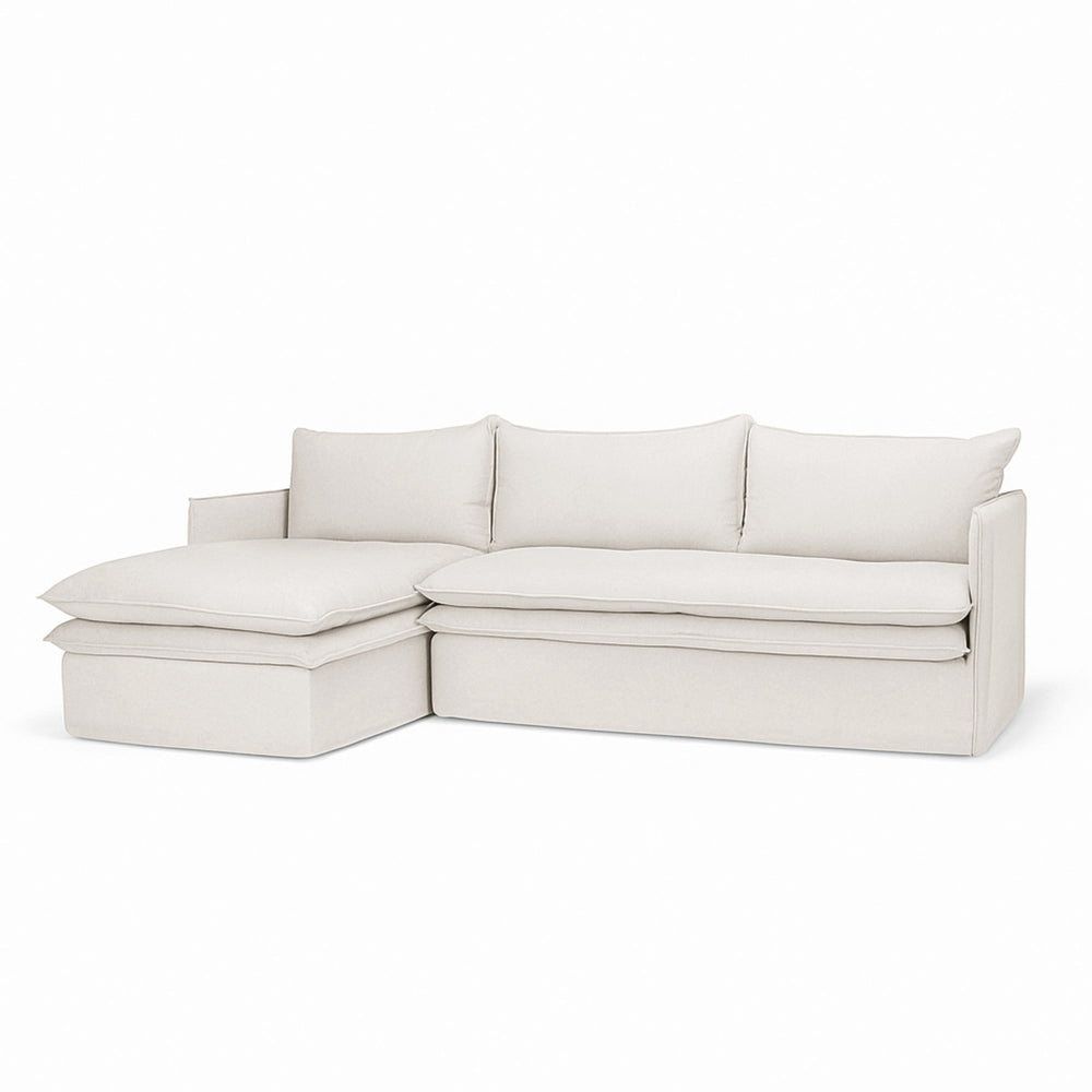 Hamilton 3 Seater Chaise Slipcover Sofa - Oatmeal (LHF)