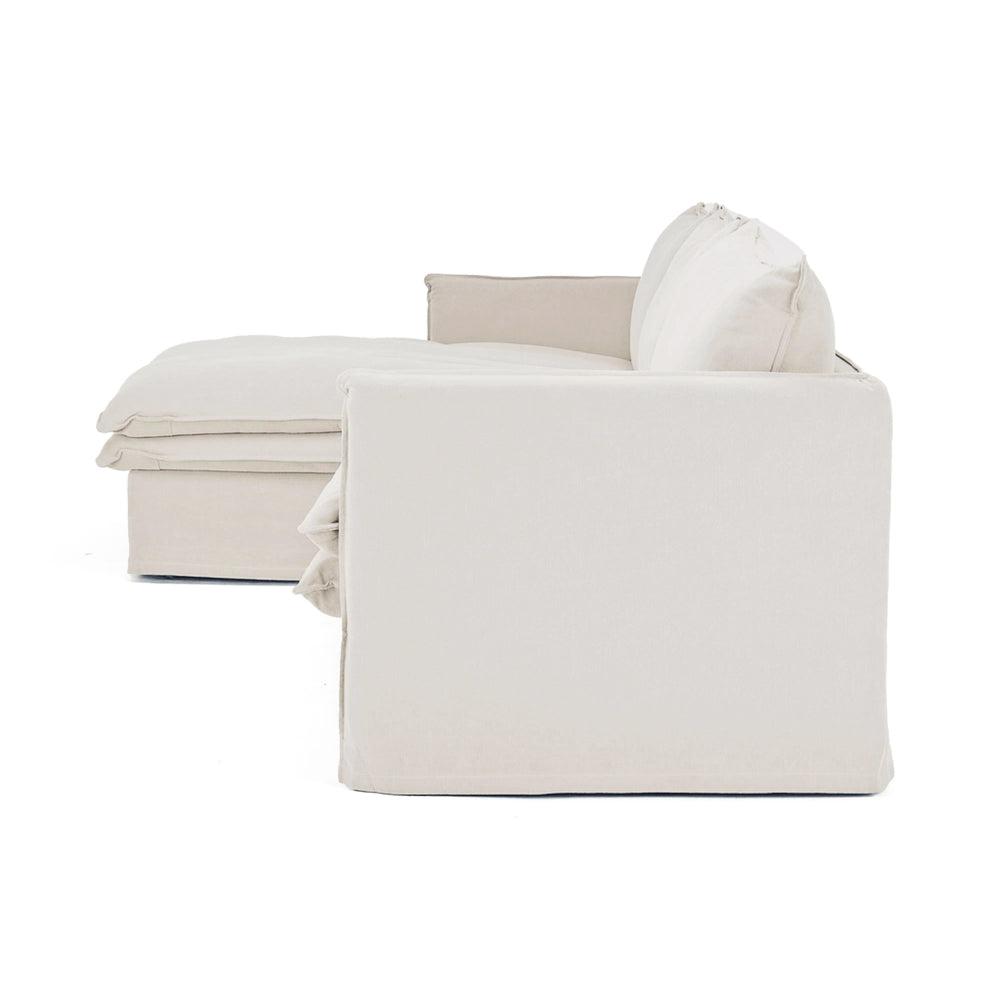 Hamilton 3 Seater Chaise Slipcover Sofa - Oatmeal (LHF)