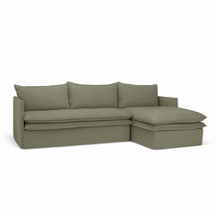 Hamilton 3 Seater Chaise Slipcover Sofa - Khaki (RHF)