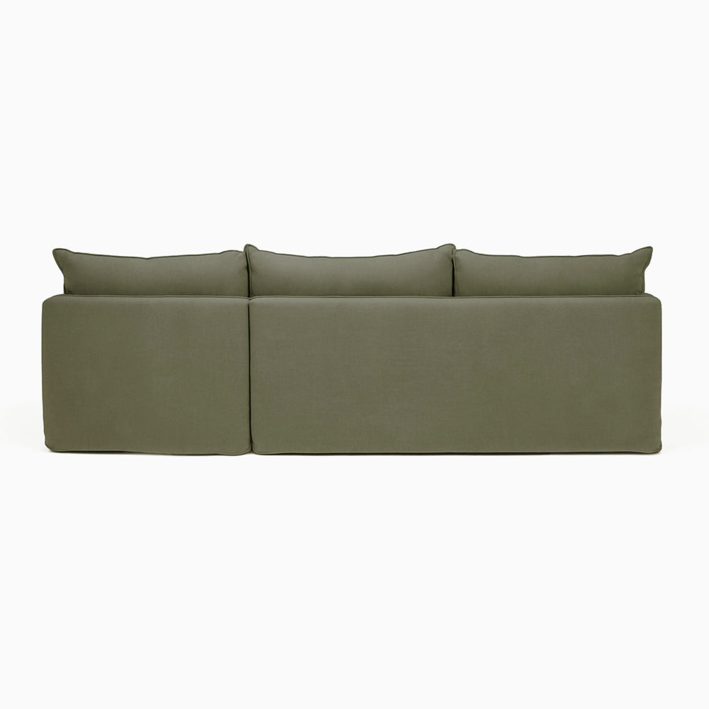 Hamilton 3 Seater Chaise Slipcover Sofa - Khaki (RHF)
