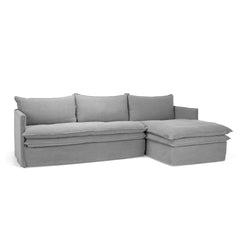 Hamilton 3 Seater Chaise Slipcover Sofa - Cement (RHF)