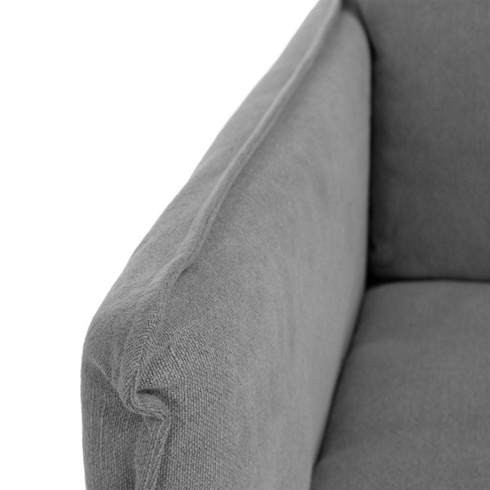 Hamilton 3 Seater Chaise Slipcover Sofa - Cement (RHF)