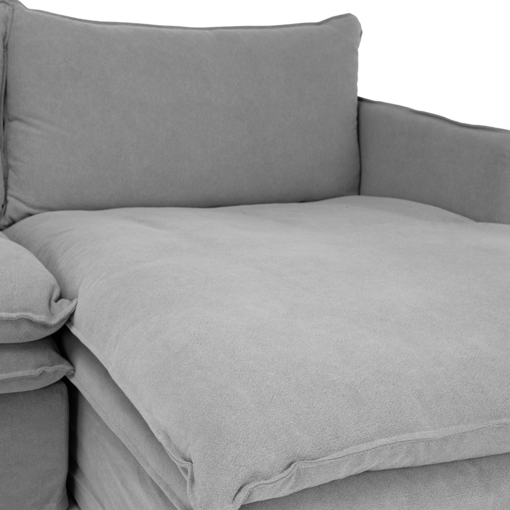 Hamilton 3 Seater Chaise Slipcover Sofa - Cement (RHF)