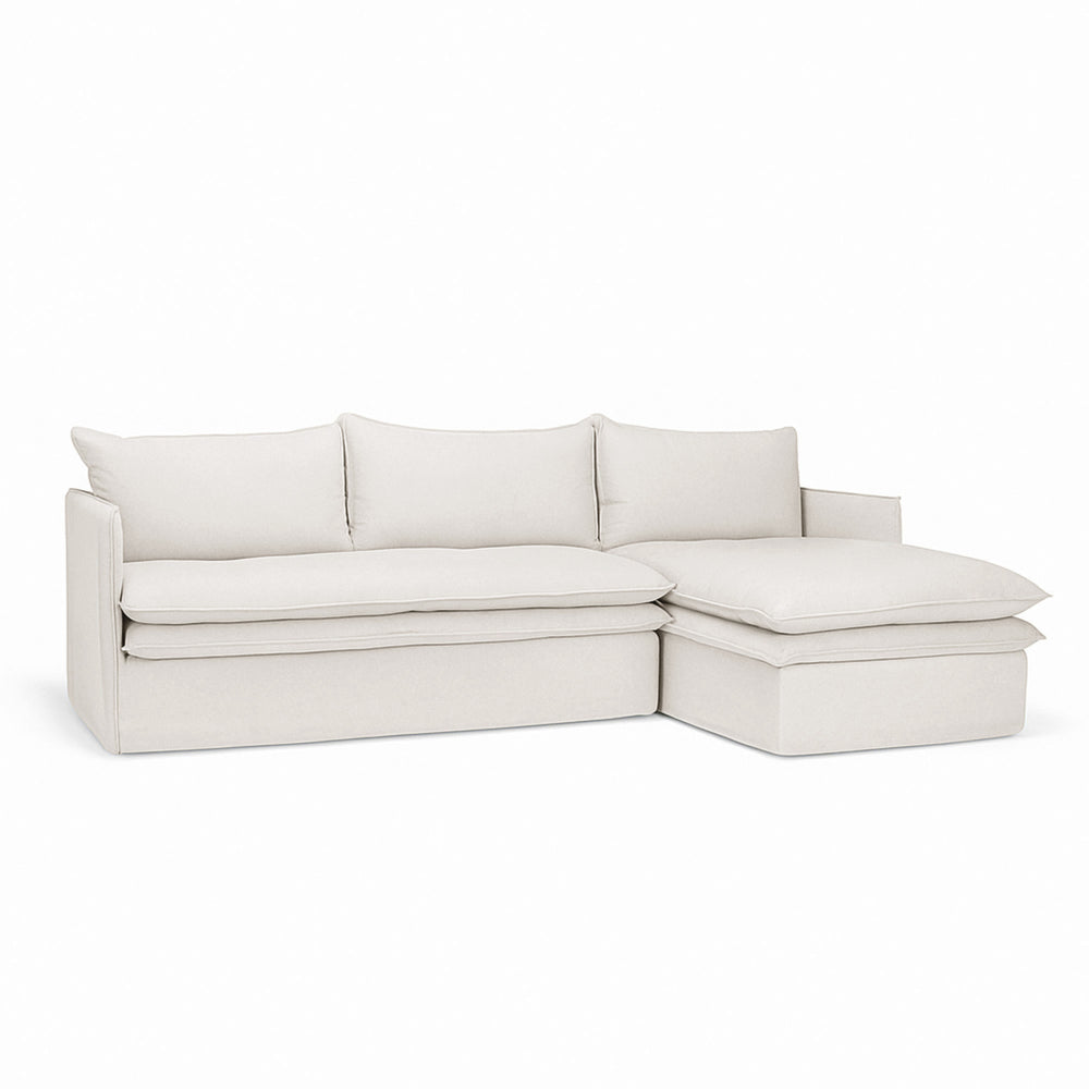 Hamilton 3 Seater Chaise Slipcover Sofa - Oatmeal (RHF)