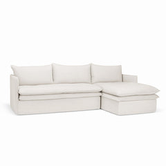 Hamilton 3 Seater Chaise Slipcover Sofa - Oatmeal (RHF)