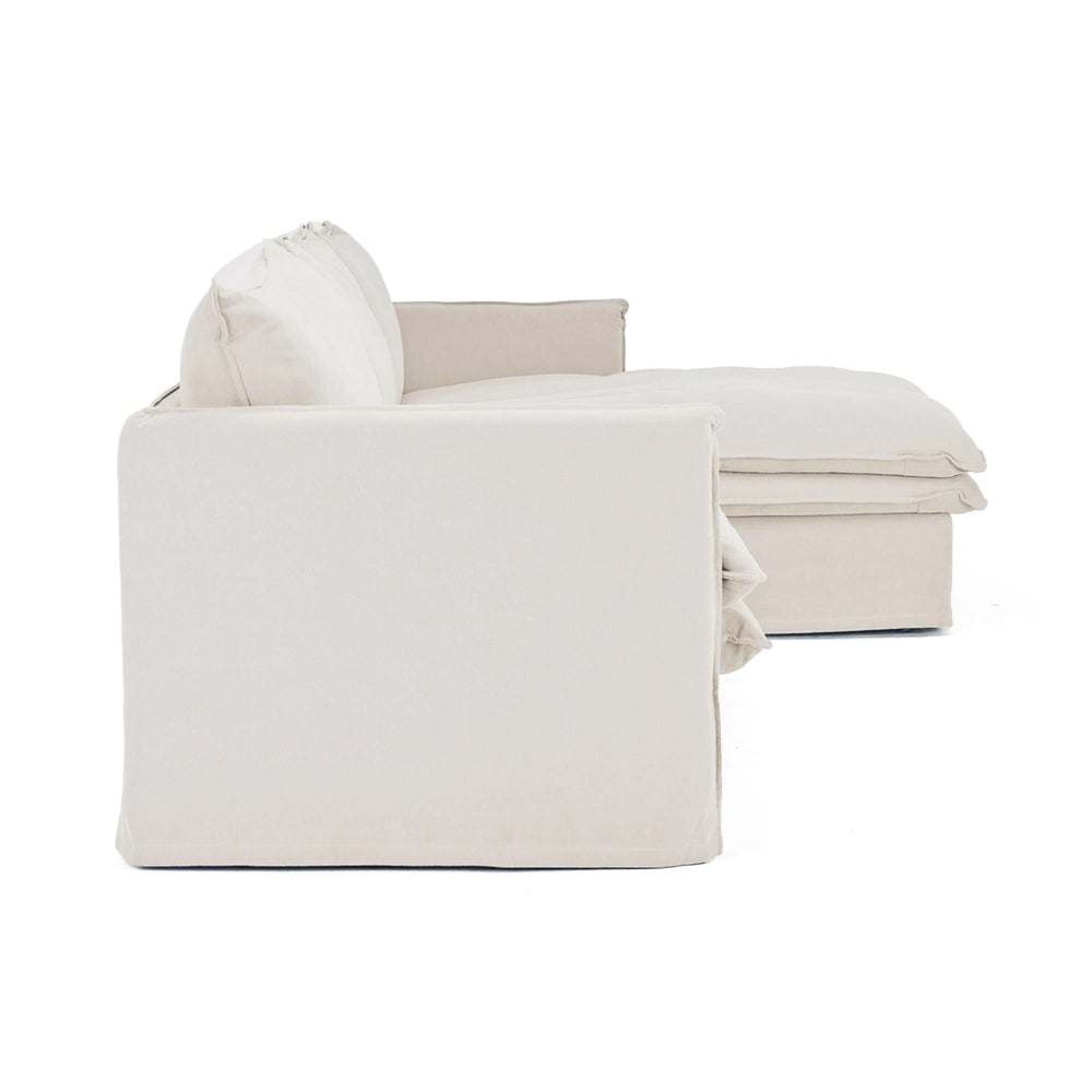 Hamilton 3 Seater Chaise Slipcover Sofa - Oatmeal (RHF)
