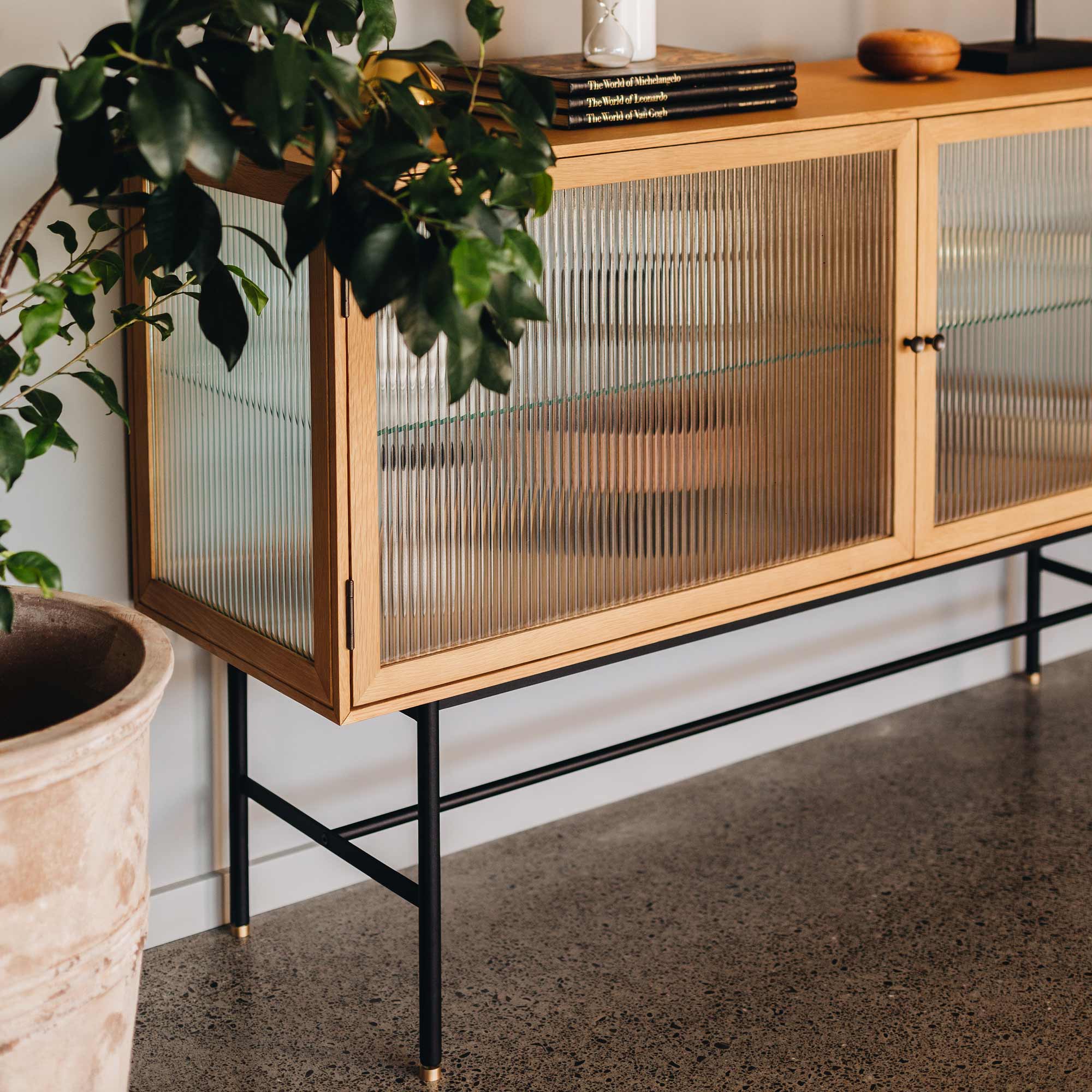 Kobe Oak & Glass Sideboard