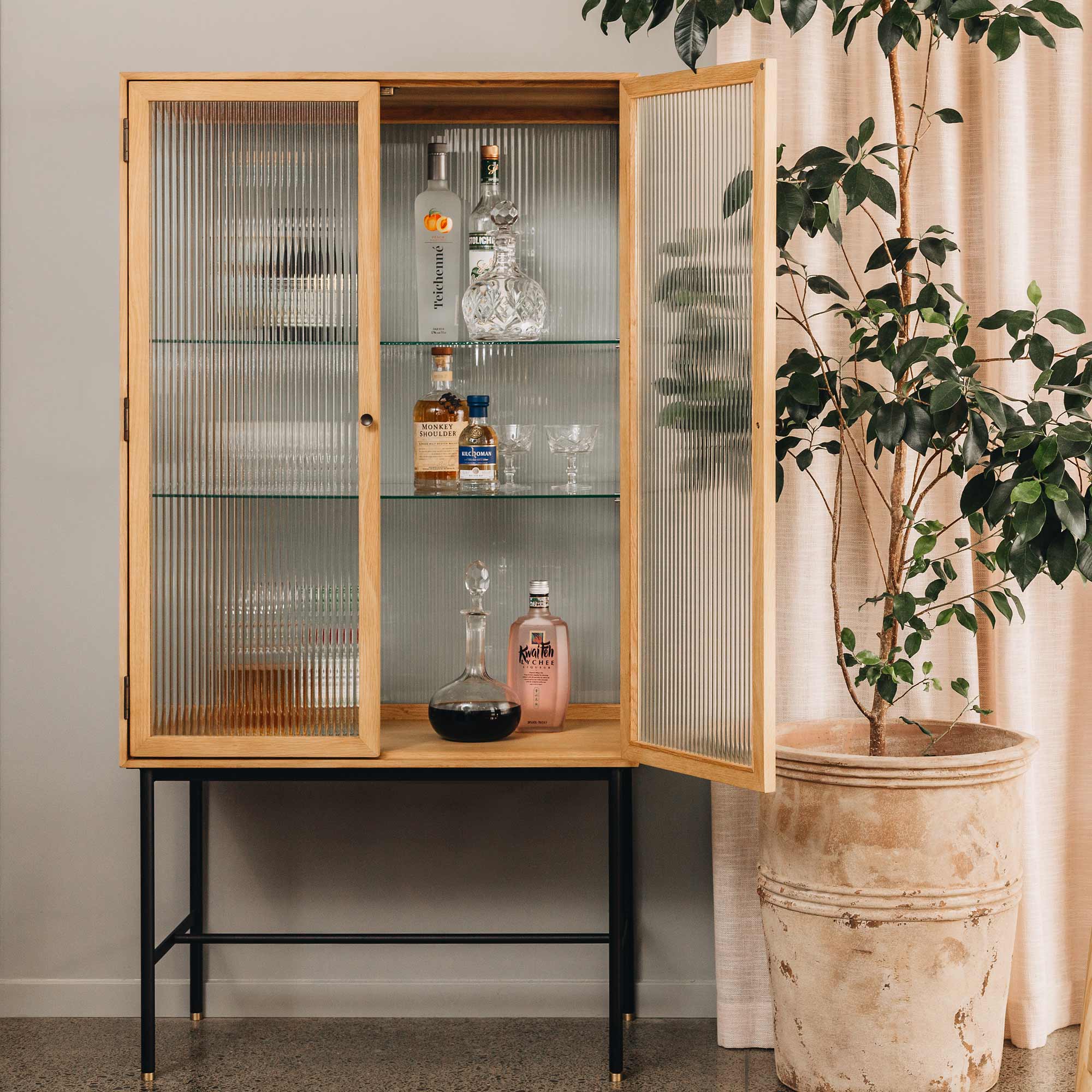 Kobe Oak and Glass Cabinet
